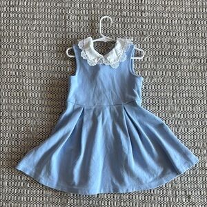 Janie and Jack Blue Pleated Sundress with Peter Pan Collar